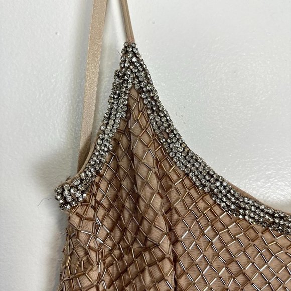 MAC DUGGAL Lattice Bead Sheath Gown in Nude Size US 10 - Picture 7 of 16